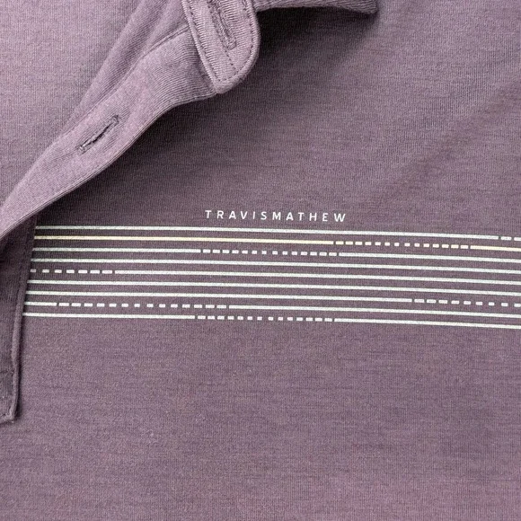 Travis Mathew Polo Shirt Mens XL Purple Short‎ Sleeve Striped Golf Green Lot - Picture 8 of 15